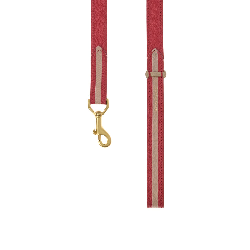 Mungo & Maud Luxury Dog & Cat Outfitters Torino Leather Lead Red Taupe