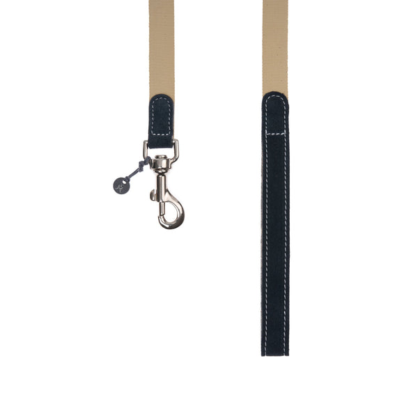 Mungo & Maud Luxury Dog & Cat Outfitters Baseball Cotton Suede Dog Lead Beige Blue