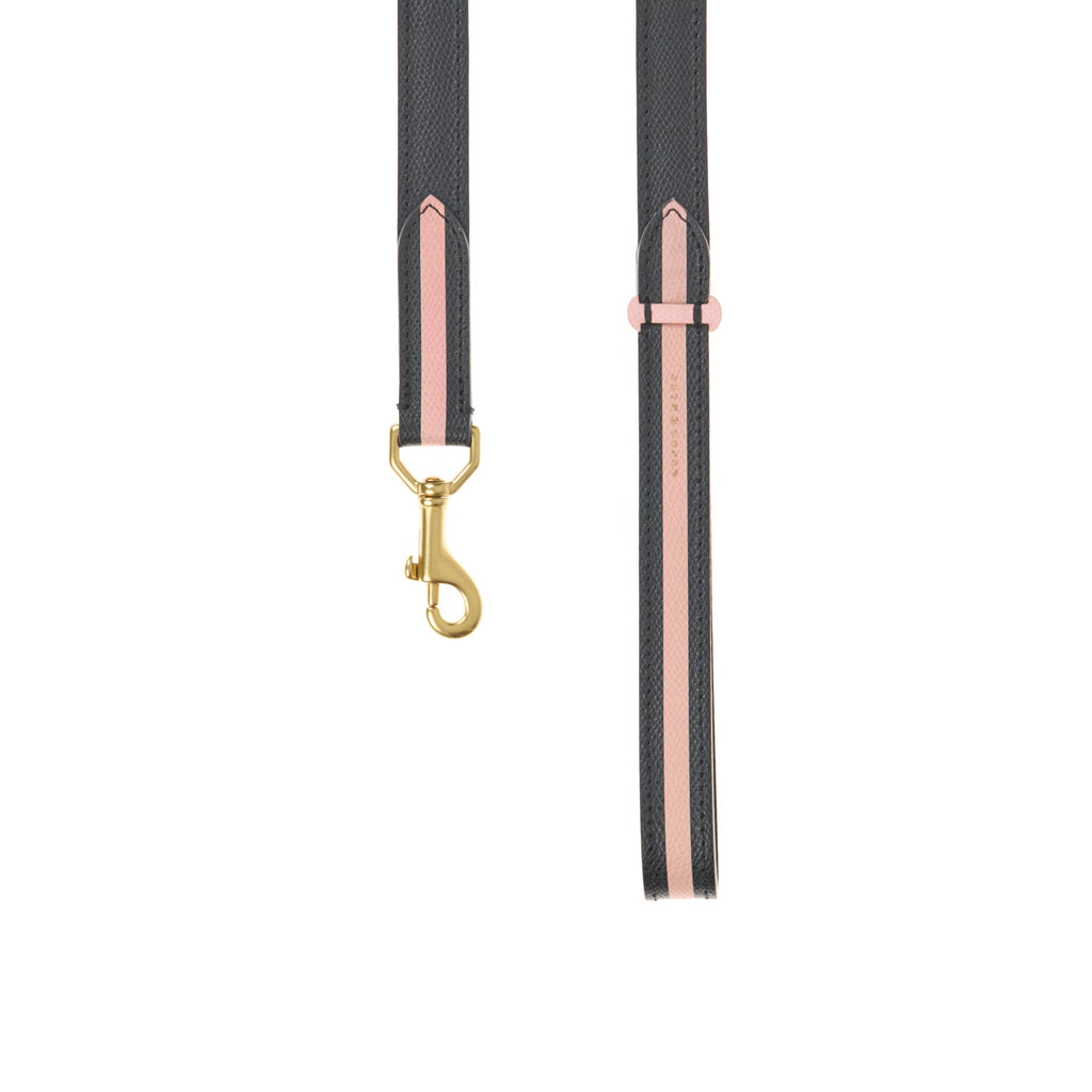 Mungo & Maud Luxury Dog & Cat Outfitters Torino Leather Dog Lead Black Pink