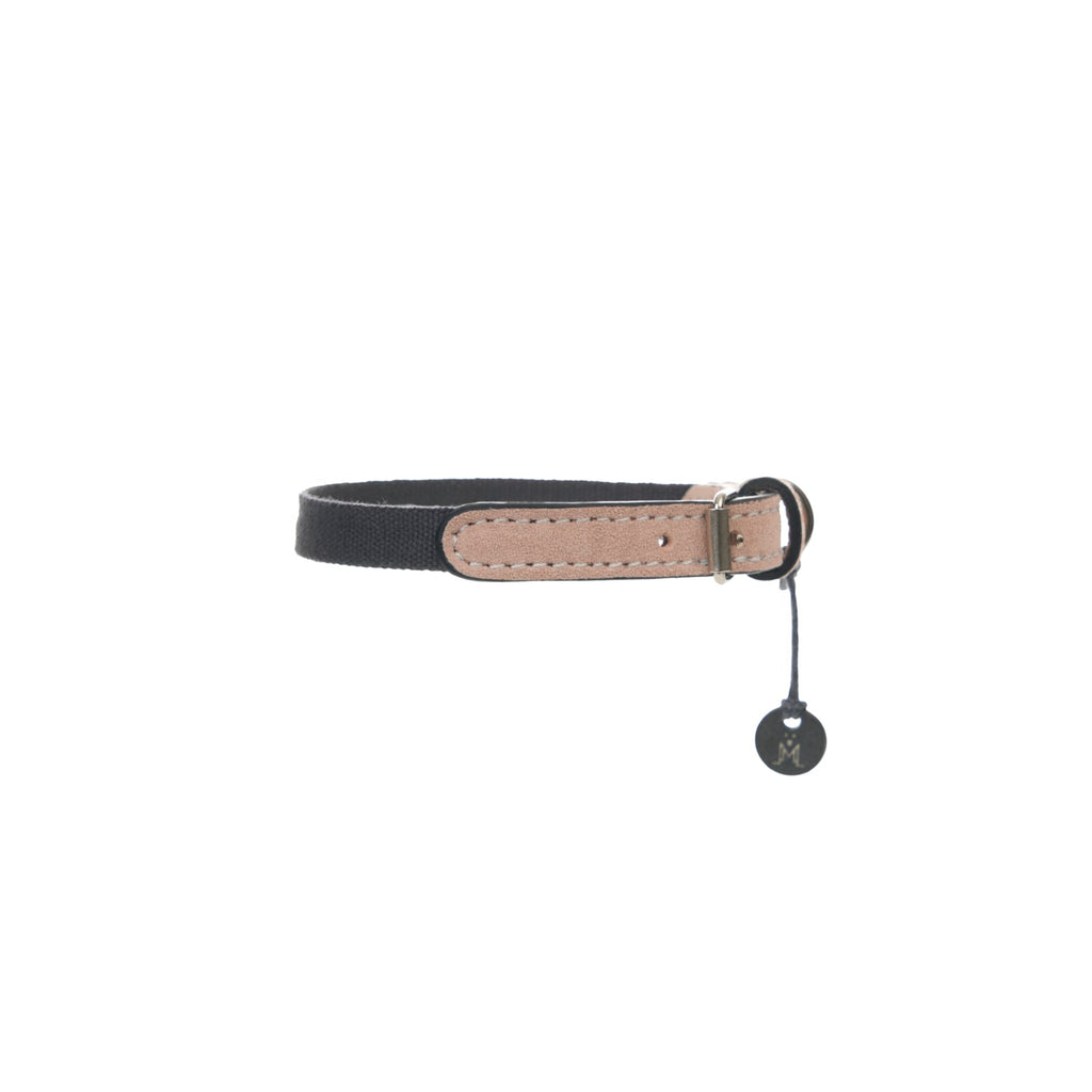 Mungo & Maud Luxury Dog & Cat Outfitters Baseball Cotton Suede Dog Collar Beige Grey