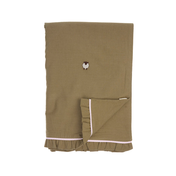 Mungo & Maud Luxury Dog & Cat Outfitters Counting Sheep Embroidered Cotton Blanket Brown Pink Check