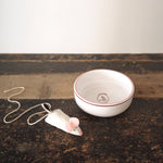 Mungo & Maud Luxury Dog & Cat Outfitters Mademoiselle Hand-Painted Ceramic Cat Bowl White Pink Knitted Mouse Catnip Cat Toy White