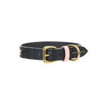 Mungo & Maud Luxury Dog & Cat Outfitters Torino Leather Dog Collar Black Pink
