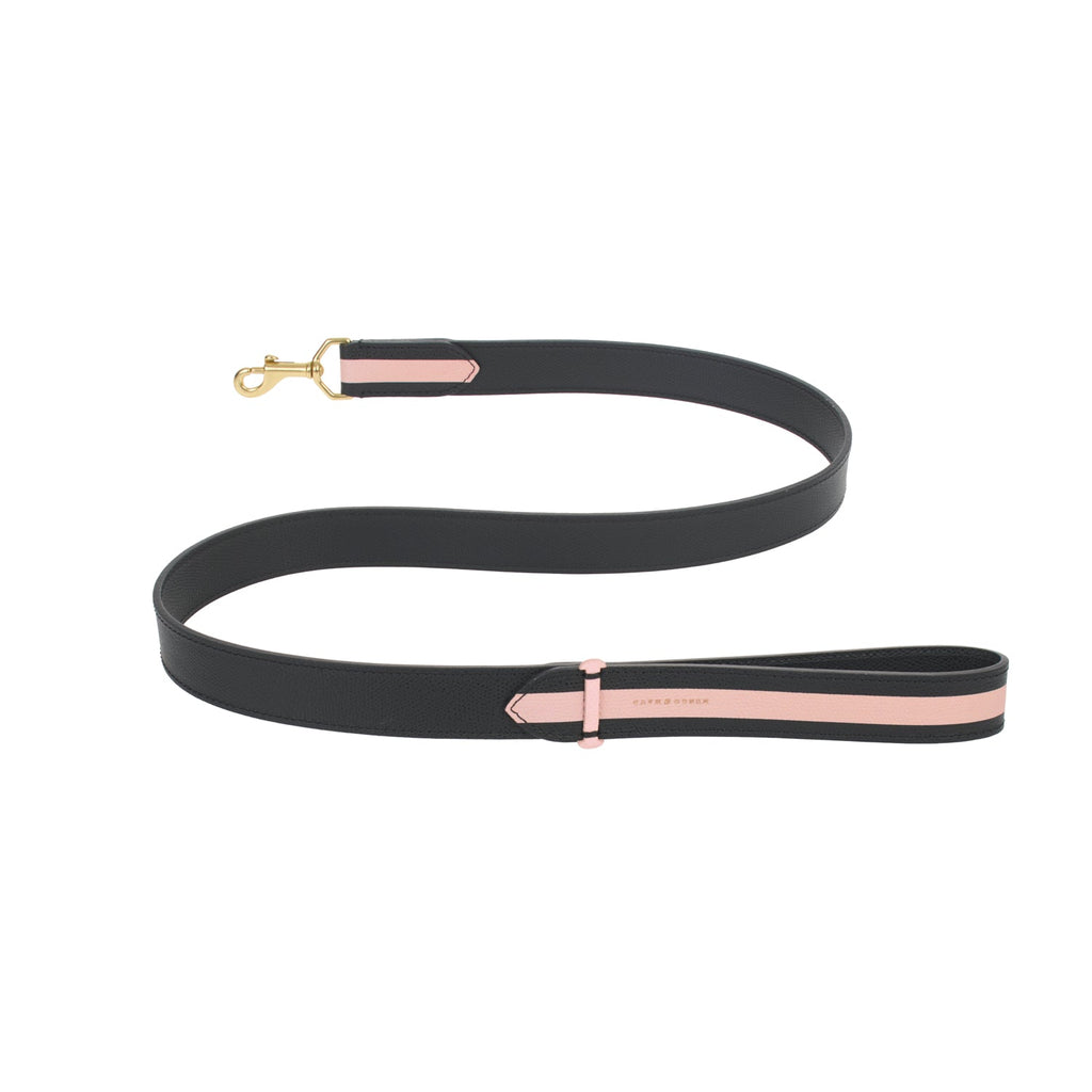 Mungo & Maud Luxury Dog & Cat Outfitters Torino Leather Dog Lead Black Pink