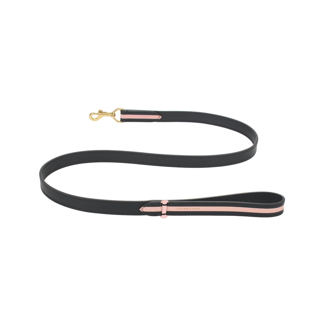 Mungo & Maud Luxury Dog & Cat Outfitters Torino Leather Dog Lead Black Pink
