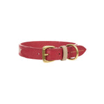 Mungo & Maud Luxury Dog & Cat Outfitters Torino Leather Dog Collar Red Taupe