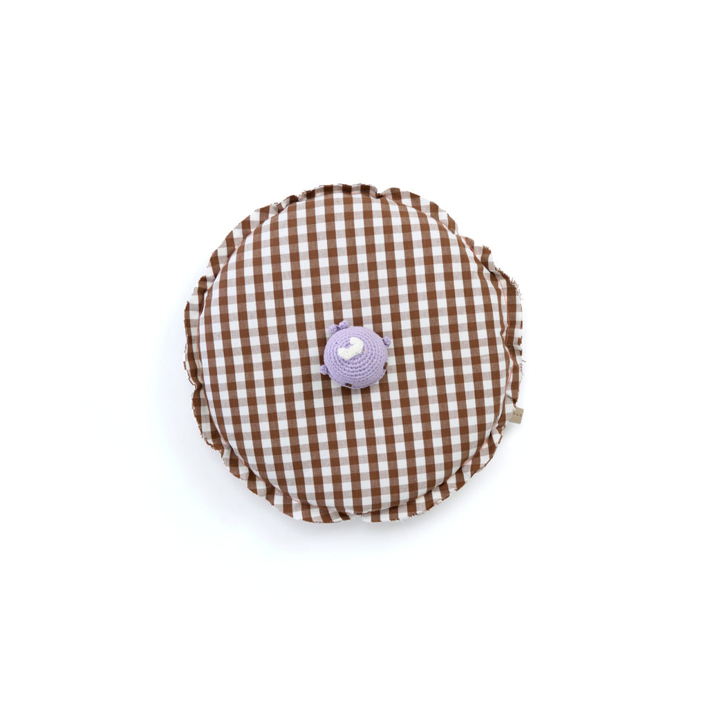 Mungo & Maud Luxury Dog & Cat Outfitters Whale of a Time Cat Toy Purple Pillow Pie Cotton Gingham Pillow Brown