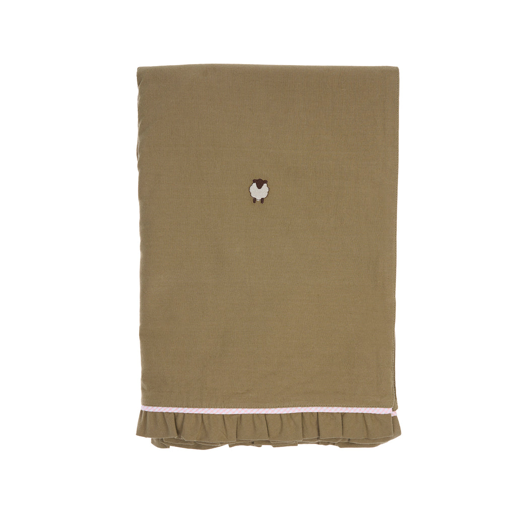 Mungo & Maud Luxury Dog & Cat Outfitters Counting Sheep Embroidered Cotton Blanket Brown Pink Check