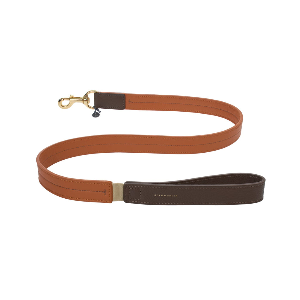 Mungo & Maud Luxury Dog & Cat Outfitters Bauhaus Leather Dog Lead Orange Brown