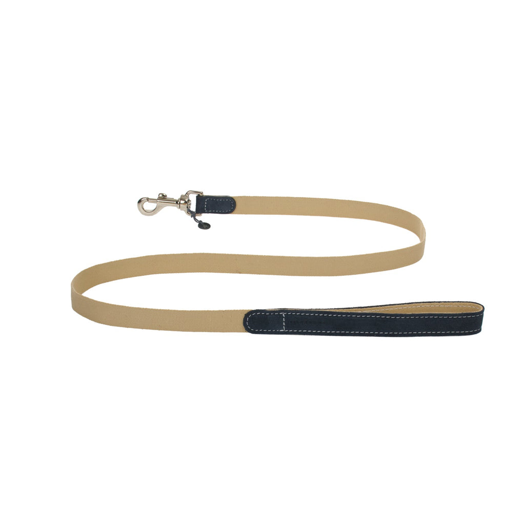 Mungo & Maud Luxury Dog & Cat Outfitters Baseball Cotton Suede Dog Lead Beige Blue