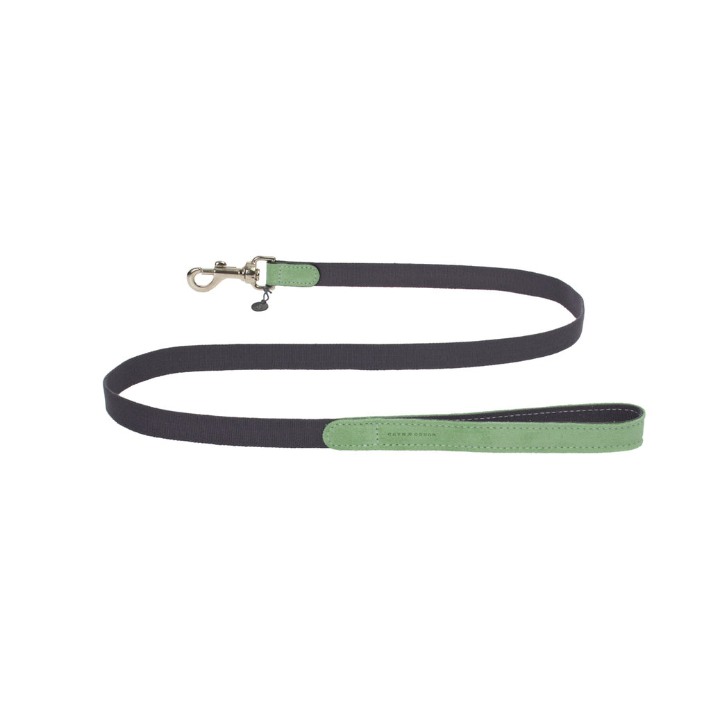 Mungo & Maud Luxury Dog & Cat Outfitters Baseball Cotton Suede Dog Lead Grey Green