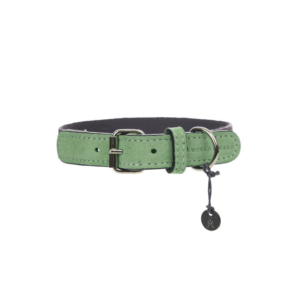 Mungo & Maud Luxury Dog & Cat Outfitters Baseball Cotton Suede Dog Collar Grey Green
