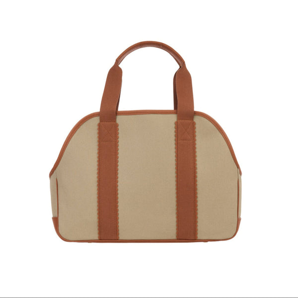 Mungo & Maud Luxury Dog & Cat Outfitters Bonbon Leather Cotton Canvas Dog Bag Brown