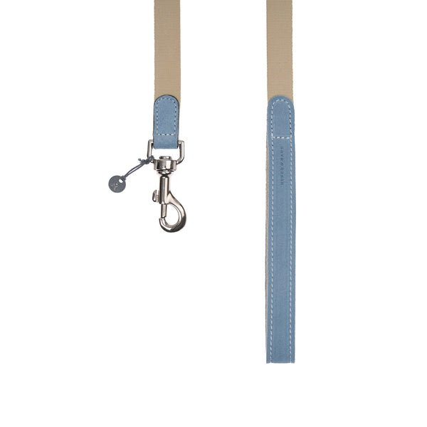 Mungo & Maud Luxury Dog & Cat Outfitters Baseball Cotton Suede Dog Lead Beige Blue