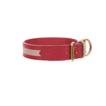 Mungo & Maud Luxury Dog & Cat Outfitters Torino Leather Dog Collar Red Taupe